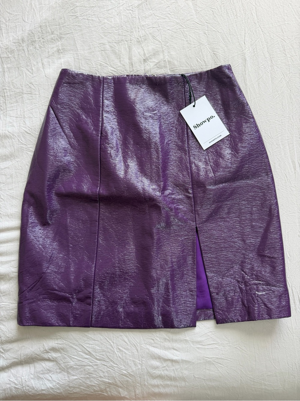 Showpo. Shimmery Purple Faux Leather‎ Mini Skirt